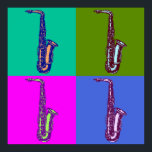 Affiche Alto Saxophone Pop Art<br><div class="desc">Images vintage, art et éphémère remasterisées en vêtements, art et accessoires uniques. Toutes sortes de dessins, y compris des étiquettes, des publicités, des oeuvres d'art et des coupes de bois transformés en t-shirts, bijoux, affiches, etc.</div>