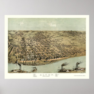 Affiche Alton, IL Carte panoramique - 1867