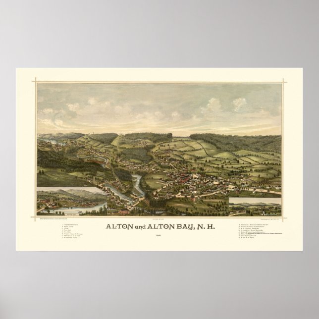 Affiche Alton, NH Panoramic Map - 1888 (Devant)