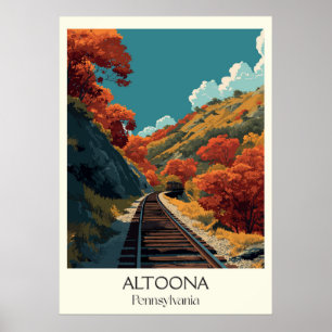 Affiche Altoona Pennsylvanie Vintage Mountain Rail Art