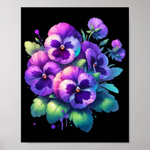 Affiche Alzheimer Purple Pansy Floral Démence Alzheimer &#