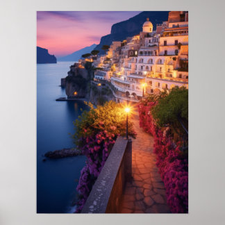 Affiche Amalfi Coast at Dusk Art Imprimer