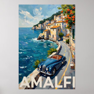 Affiche Amalfi Coast Drive : Peinture à l'huile italienne