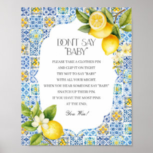 Affiche Amalfi Coast Italian Dont Say Baby shower Game