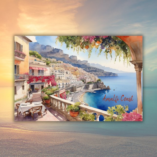 Affiche Amalfi Coast Italy Aquarelle Sketch | (Créateur téléchargé)