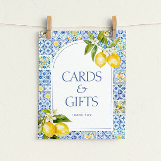 Affiche Amalfi Coast Lemon Baby Shower Cards & Gifts Sign
