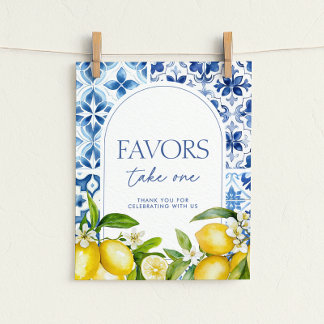 Affiche Amalfi Coast Lemon Baby Shower Favors Sign
