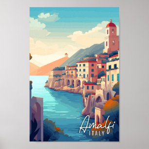 Affiche Amalfi Italie Voyage d'art vintage