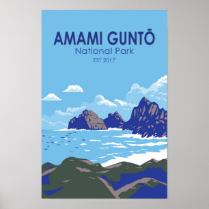 Affiche Amami Gunto Parc National Japon Voyage Art Rétro