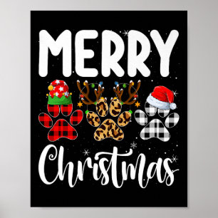 Affiche Amant de patte de chien Elfe de Noël Renne Santa C