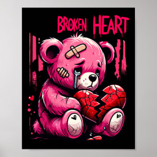 Affiche Amant Perdant Goutte Douleur Cœur Brisé Ours Valen