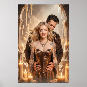 Affiche Amants à la Lumière des Bougies dans un Si