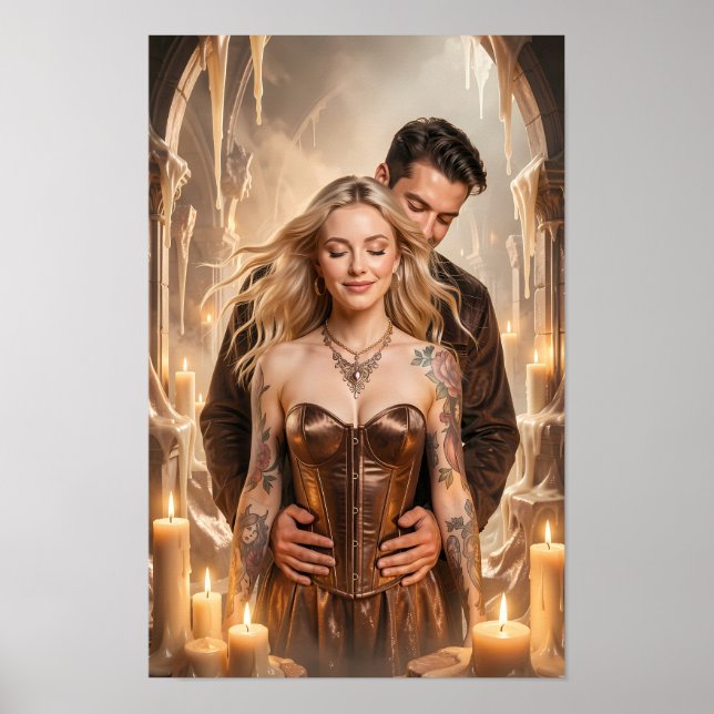 Affiche Amants à la Lumière des Bougies dans un Si (Devant)