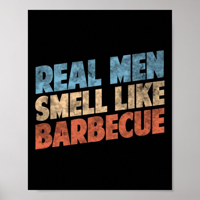 Affiche Amants de grillades Funny Bbq de vrais hommes sent (Devant)