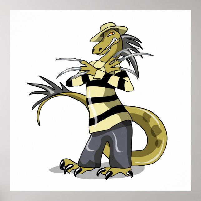 Affiche Amargasaurus Pose Comme Freddy Krueger. (Devant)