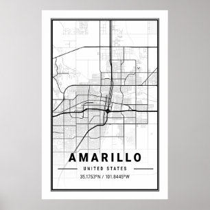 Affiche Amarillo Texas USA City Travel City Carte