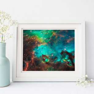 Affiche Amas d'étoiles Aqua Green Celestial 10x8