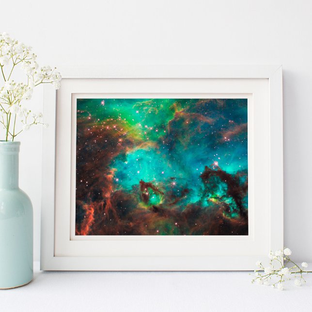 Affiche Amas d'étoiles Aqua Green Celestial 10x8 (Aqua Green Star Cluster Celestial 10x8 Poster)