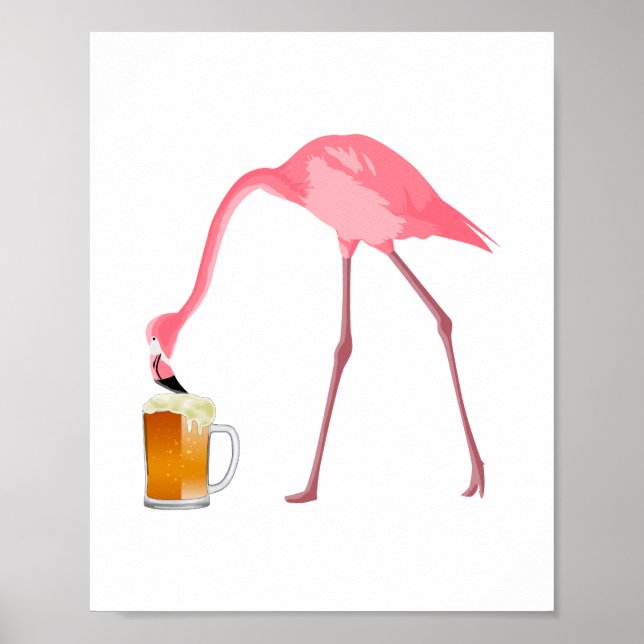 Affiche Amateur de bière Flamant rose rose (Devant)
