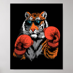 Affiche Amateur de boxe de tigre Gants de boxe Kickboxing 