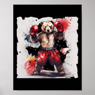 Affiche Amateur de boxe ours Gants de boxe Kickboxing Drôl