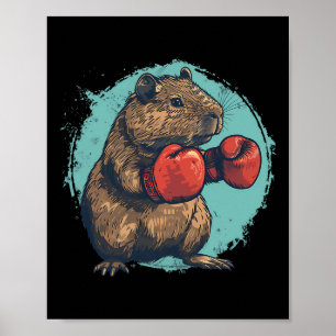 Affiche Amateur de capybara de boxe Gants de boxe Kickboxi
