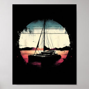 Affiche Amateur de catamaran - Voile vintage bateau marin