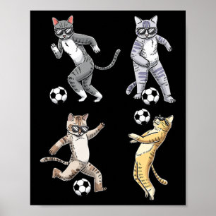 Affiche Amateur de chat drôle jouant au footballeur caress