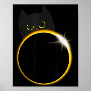 Affiche Amateur de chat noir drôle d'éclipse solaire
