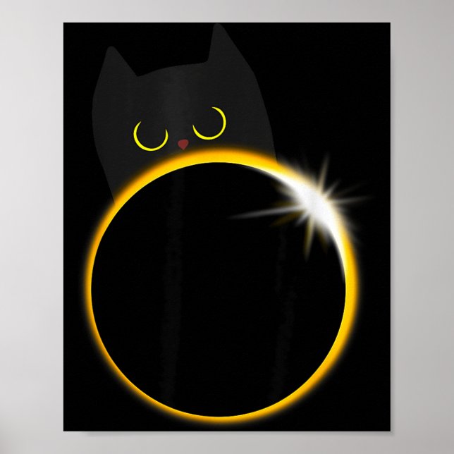 Affiche Amateur de chat noir drôle d'éclipse solaire (Devant)