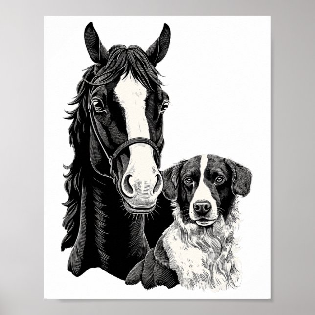 Affiche Amateur De Chien Et De Cheval Équitation Équitatio (Devant)