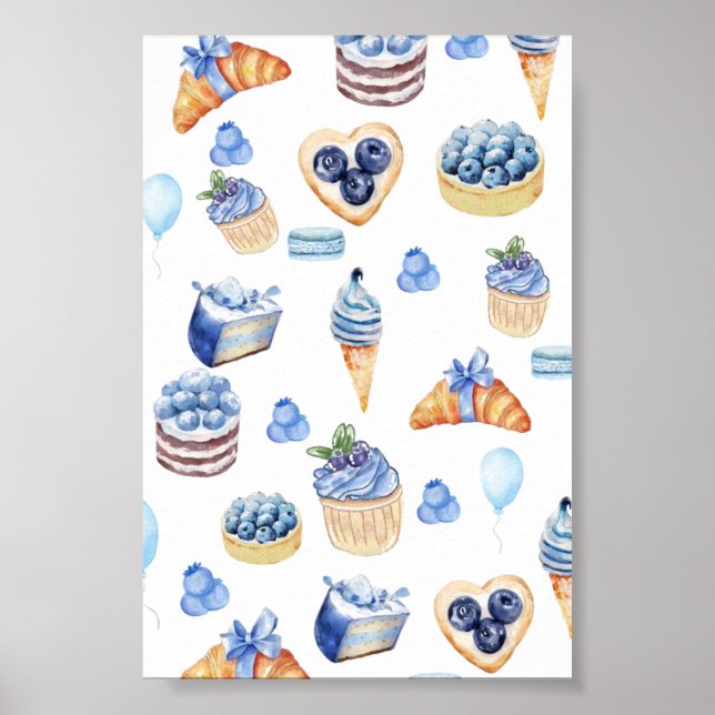 Affiche Amateur de dessert aux myrtilles (Devant)