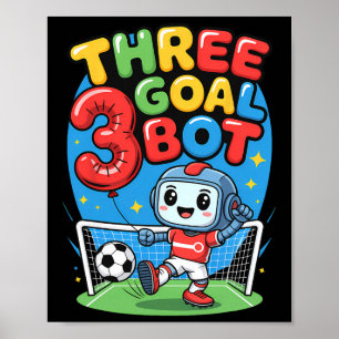 Affiche Amateur de football robot à trois buts 3e annivers