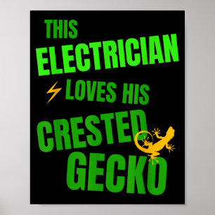 Affiche Amateur de Gecko à Crête Électricien Drôle Reptile