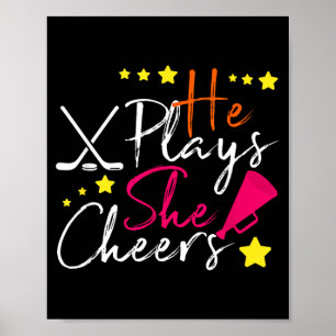 Affiche Amateur de hockey Il joue Elle joue Cheerleader Fa
