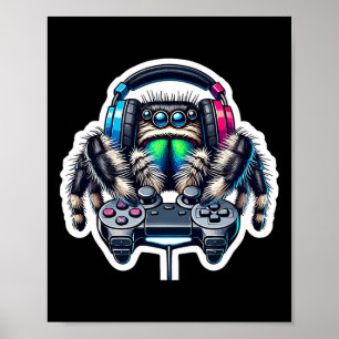 Affiche Amateur de jeux vidéo de sauterelles araignée Joue