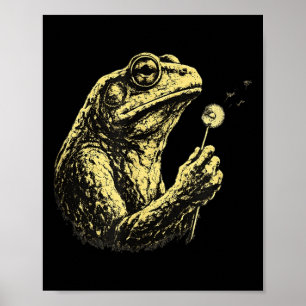 Affiche Amateur de la nature grenouille vintage tenant un 