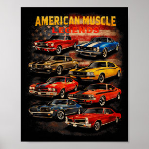 Affiche Amateur de légendes de voitures classiques de musc