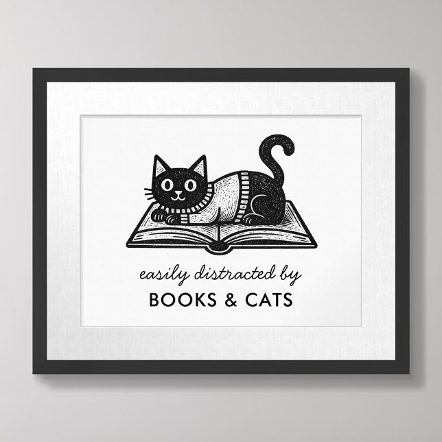 Affiche Amateur de livres Chat noir Citation drôle (Créateur téléchargé)