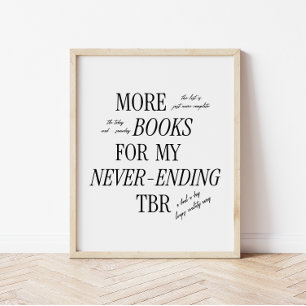 Affiche Amateur de livres 'TBR sans fin' Minimal & Rétro