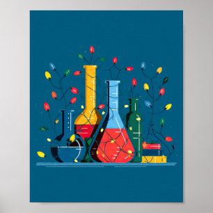 Affiche Amateur de lumières de Noël de chimie Chimiste Sci