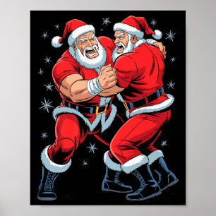 Affiche Amateur de lutte avec le Père Noël Drôle de lutteu