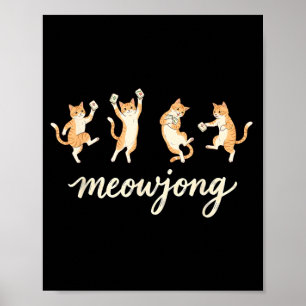 Affiche Amateur de Mahjong Joueur de Mahjong Chat Jouant a
