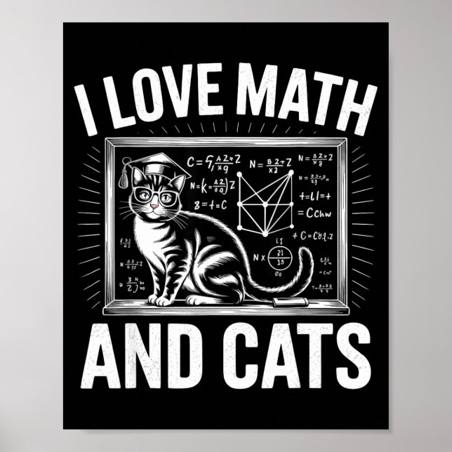 Affiche Amateur de maths chat drôle professeur de mathémat (Devant)