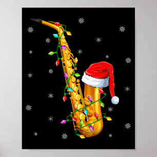 Affiche Amateur de musique de saxophone Xmas lumières Sant