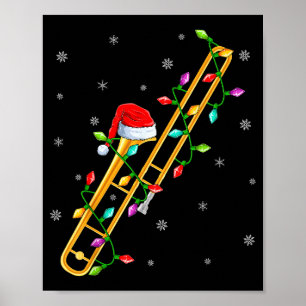 Affiche Amateur de musique de trombone Lumières de Noël Pè