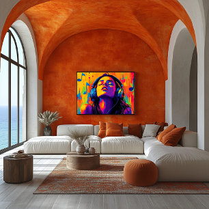 Affiche Amateur de musique Pop Art – Art du groove au casq