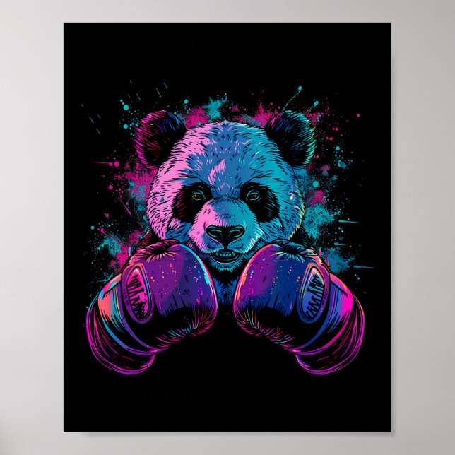 Affiche Amateur de Panda Boxe Gants de Boxe Kickboxing Drô (Devant)