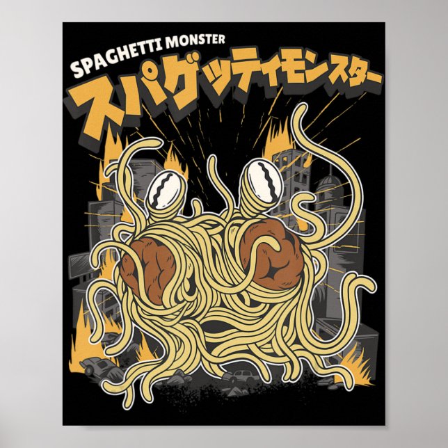 Affiche Amateur de pâtes Spaghetti monstre anime (Devant)