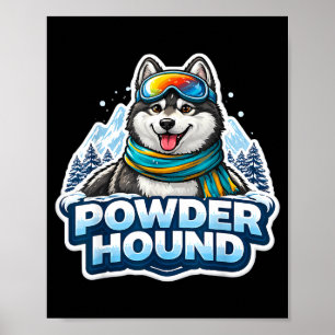 Affiche Amateur de poudre rabatteur de ski homme chien ski